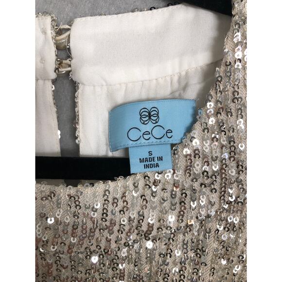 CeCe Women's Size Small Cold Shoulder Sequin Top NEW - Picture 2 of 7